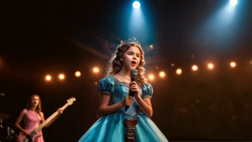 singing,princess sofia,scene lighting,queen-elizabeth-forest-park,cinderella,sing,pageant,singer and actress,little princess,performing,clove,blue dress,the girl in nightie,playback,melody,social,quinceanera dresses,quinceañera,musical theatre,musical