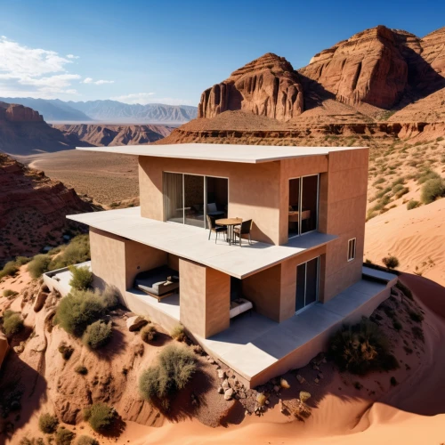 dunes house,cubic house,cliff dwelling,luxury property,luxury real estate,cube house,mid century house,modern architecture,dune ridge,frame house,holiday home,beautiful home,modern house,mobile home,folding roof,inverted cottage,eco-construction,timna park,mid century modern,luxury home,Photography,General,Realistic