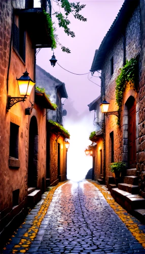 the cobbled streets,medieval street,cobblestone,narrow street,cobblestones,alleyway,cobbles,old linden alley,alley,cobble,street lamps,medieval town,village street,digital compositing,render,street lights,street canyon,townscape,zona colonial,street lamp,Illustration,Abstract Fantasy,Abstract Fantasy 21