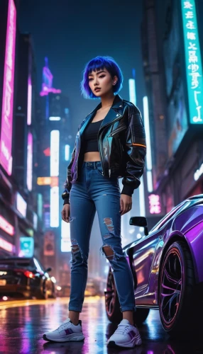 cyberpunk,futuristic,80s,mk1,girl and car,sega genesis,3d car wallpaper,80's design,neon lights,hd wallpaper,indigo,mk2,la violetta,electric,spotify icon,shanghai,sega,urban,car model,neon light,Illustration,Abstract Fantasy,Abstract Fantasy 03