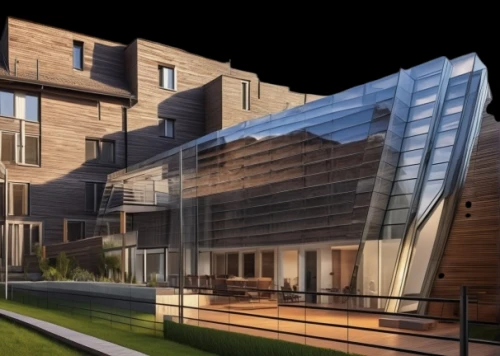 3d rendering,smart house,glass facade,cubic house,eco-construction,modern architecture,cube stilt houses,futuristic architecture,solar cell base,smart home,modern house,glass facades,structural glass,archidaily,folding roof,cube house,eco hotel,prefabricated buildings,kirrarchitecture,frame house