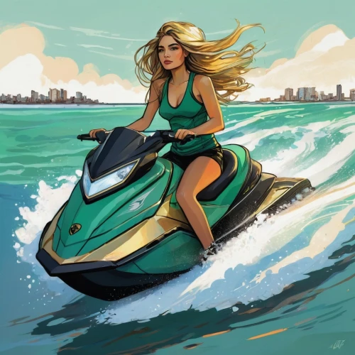 jet ski,powerboating,watercraft,speedboat,personal water craft,vector illustration,power boat,motorbike,ride,piaggio ciao,piaggio,moped,motorboat sports,water sport,waterskiing,electric scooter,motor boat race,vespa,dolphin rider,water ski,Illustration,Realistic Fantasy,Realistic Fantasy 23