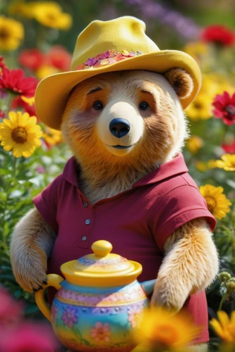 cute bear,3d teddy,scandia bear,bear teddy,flower animal,teddy-bear,picking flowers,flower honey,teddy bear waiting,bear,flower hat,little bear,teddy bear,flower background,teddy,high sun hat,teddybear,ivan-tea,park ranger,tea time,Conceptual Art,Daily,Daily 32