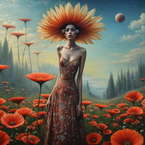 girl in flowers,floral poppy,poppy flowers,sunflowers in vase,fantasy art,sun flowers,splendor of flowers,fantasy picture,pollinate,cosmos autumn,flower fairy,poppy flower,flower of passion,helianthus,poppies,red poppies,flower nectar,oriental poppy,photo manipulation,red poppy,Photography,General,Realistic