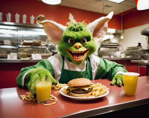 taco mouse,kids' meal,fast food restaurant,green animals,fast food junky,jack in the box,diner,restaurants online,fast-food,cangaroo,fastfood,runza food,burger king premium burgers,gator burger,fast food,anthropomorphized animals,eat,omnivore,green dragon,enjoy the meal,Illustration,Paper based,Paper Based 12