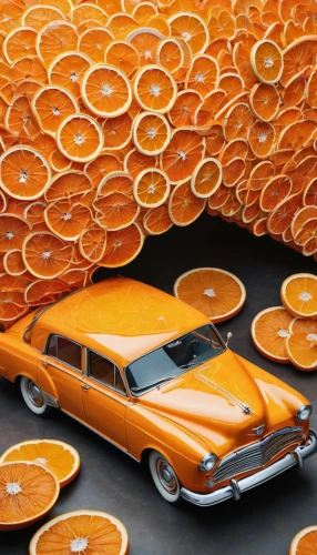 orange slices,wheels of cheese,car roof,orange,orange trumpet,3d car wallpaper,car wheels,car sculpture,orange slice,oranges,automotive decor,murcott orange,sliced tangerine fruits,candy corn pattern,tangerine,car recycling,pieces of orange,car tyres,chevrolet impala,matchbox car,Illustration,Abstract Fantasy,Abstract Fantasy 05