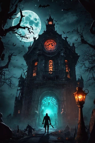 halloween background,halloween wallpaper,the haunted house,witch's house,halloween poster,halloween and horror,haunted house,halloween scene,haunted cathedral,ghost castle,haunted castle,halloween2019,halloween 2019,halloween illustration,witch house,haunted,play escape game live and win,fantasy picture,game art,halloween night,Conceptual Art,Sci-Fi,Sci-Fi 30