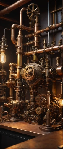 steampunk gears,distillation,steampunk,valves,scientific instrument,steam engine,the boiler room,clockmaker,heavy water factory,engine room,watchmaker,steam power,pipes,plumbing,boilermaker,crankshaft,orrery,mechanical puzzle,pipe work,metal lathe,Art,Classical Oil Painting,Classical Oil Painting 07