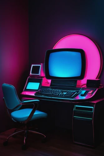 computer desk,computer room,pink vector,desk,retro styled,80's design,retro background,secretary desk,computer,computer art,aesthetic,neon human resources,3d render,cinema 4d,computer workstation,80s,neon,apple desk,computer icon,neon light,Illustration,Vector,Vector 20