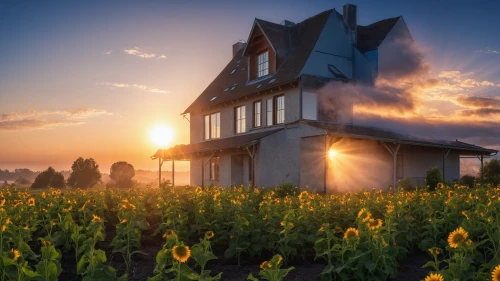 house insurance,sunflower field,country house,farm house,country cottage,farmstead,home ownership,home landscape,mortgage bond,crispy house,farmhouse,beautiful home,homeownership,house silhouette,sunflowers,house purchase,castle vineyard,house sales,farm background,heat pumps,Photography,General,Realistic