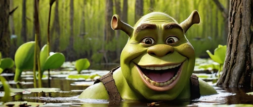 donkey,aaa,frog background,patrol,ogre,swamp,wall,disney character,green wallpaper,cute cartoon character,the ugly swamp,cartoon forest,aa,surprised,cgi,cleanup,children's background,bongo,defense,laughing horse,Illustration,Realistic Fantasy,Realistic Fantasy 10