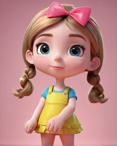 cute cartoon character,agnes,doll's facial features,female doll,disney character,little girl in pink dress,madeleine,cute cartoon image,doll dress,girl doll,clay doll,princess anna,doll kitchen,lilo,rapunzel,clay animation,angelica,princess sofia,girl in overalls,child girl,Unique,3D,3D Character