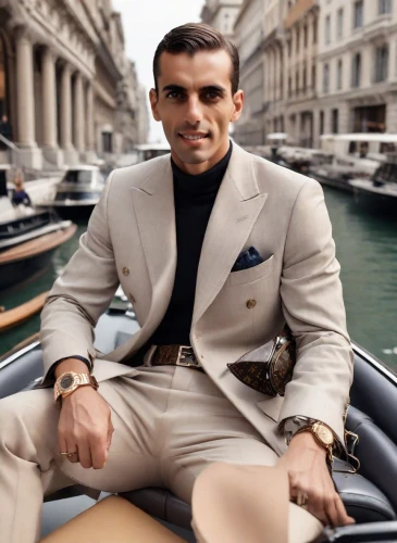 venice italy gritti palace,men's suit,james bond,italian style,sandro,businessman,uomo vitruviano,navy suit,aristocrat,brown sailor,billionaire,nautical,luxury accessories,black businessman,african businessman,business man,white-collar worker,male model,bombardino,on a yacht,Photography,Natural