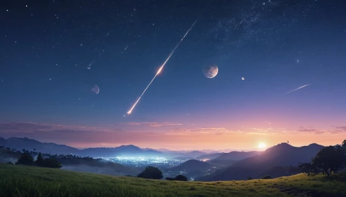 meteor,moon and star background,earth rise,space art,astronomy,full hd wallpaper,horizon,meteor shower,meteorite,night sky,asteroids,shooting stars,landscape background,fantasy landscape,shooting star,exoplanet,the night sky,dusk background,evening atmosphere,alien world