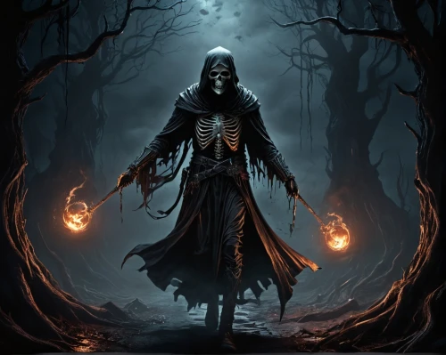 dance of death,grimm reaper,grim reaper,death god,danse macabre,undead warlock,dark art,reaper,angel of death,death's-head,flickering flame,blackmetal,slender,halloween background,vanitas,macabre,pall-bearer,skeletons,skeleton key,skeletal,Conceptual Art,Fantasy,Fantasy 34
