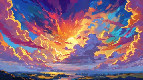 sky,fire on sky,skies,sky clouds,panoramical,rainbow clouds,fire mountain,color fields,mountain sunrise,epic sky,sunrise in the skies,sunset,clouds,clouds - sky,sunburst background,fire planet,fire background,burning earth,the sky,volcano,Conceptual Art,Daily,Daily 24