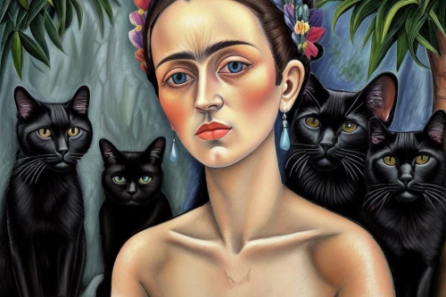 siamese cat,david bates,siamese,frida,tonkinese,the mother and children,woman sitting,gothic portrait,portrait of a woman,surrealism,the mona lisa,young woman,oil on canvas,portrait of a girl,el salvador dali,woman portrait,woman thinking,the cat,girl with cereal bowl,self-portrait
