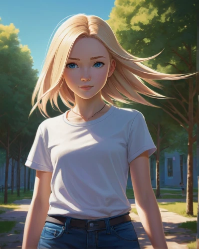 portrait background,girl in t-shirt,blond girl,girl walking away,elsa,girl portrait,spring background,cg artwork,blonde girl,girl with tree,girl sitting,girl in a long,cynthia (subgenus),springtime background,background images,dusk background,sakura background,game illustration,magnolia,japanese sakura background,Illustration,Realistic Fantasy,Realistic Fantasy 28