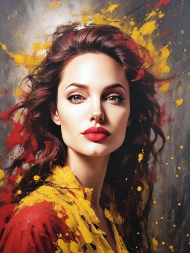 art painting,oil painting on canvas,photo painting,italian painter,oil painting,painting technique,world digital painting,painter,painting,meticulous painting,painted lady,artist color,oil paint,art paint,scarlet witch,portrait background,digital painting,red yellow,young woman,woman face,Photography,Cinematic
