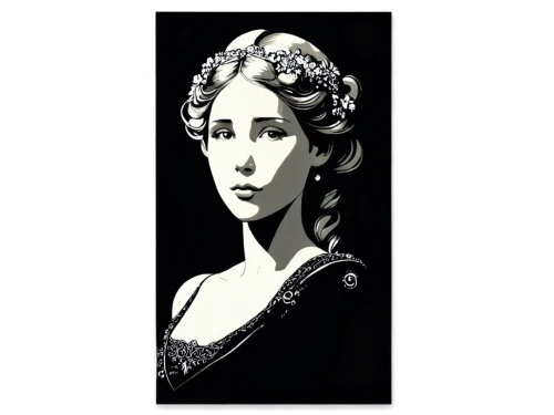 jane austen,queen anne,victorian lady,cepora judith,art deco woman,elizabeth nesbit,princess leia,girl with a pearl earring,frame border illustration,decorative figure,headscarf,comic halftone woman,elizabeth i,diadem,phone icon,custom portrait,cybele,mrs white,fanny brice,phone clip art,Illustration,Retro,Retro 03