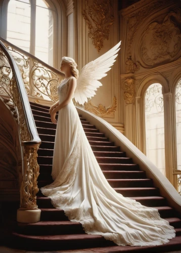 angel wings,angel wing,baroque angel,the angel with the veronica veil,vintage angel,wedding gown,bridal clothing,angel playing the harp,bridal dress,wedding dresses,bridal,wedding dress,winged heart,white swan,girl on the stairs,business angel,staircase,mourning swan,angel,blonde in wedding dress,Photography,Black and white photography,Black and White Photography 15