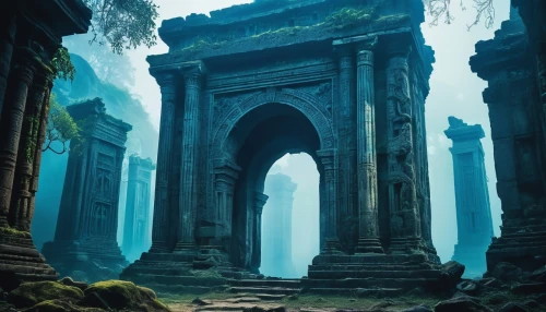 ruins,mausoleum ruins,pillars,the ruins of the,necropolis,ancient city,hall of the fallen,ruin,portal,tombs,ancient,ancient buildings,sunken church,abandoned place,marble palace,fantasy landscape,haunted cathedral,the ancient world,abandoned places,lost place,Conceptual Art,Daily,Daily 20
