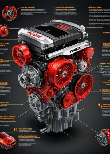 automotive engine timing part,internal-combustion engine,automotive engine part,race car engine,car engine,slk 230 compressor,truck engine,super charged engine,automotive fuel system,power inverter,red motor,engine,audi v8,mclaren automotive,automotive super charger part,8-cylinder,car-parts,cylinder block,supercharger,rocker cover,Unique,Design,Infographics