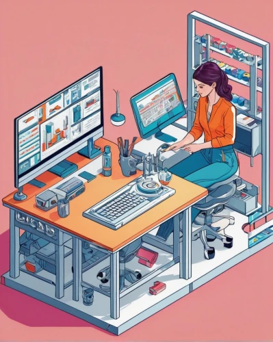 women in technology,working space,girl at the computer,computer desk,place of work women,computer workstation,standing desk,computer business,computer room,work space,computer addiction,computer science,modern office,in a working environment,office automation,nine-to-five job,work desk,laboratory,office desk,workstation,Unique,3D,Isometric