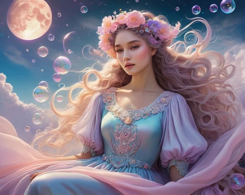 fantasy picture,fantasy portrait,rapunzel,fairy tale character,rosa 'the fairy,fantasy art,fairy queen,zodiac sign libra,mystical portrait of a girl,blue moon rose,faery,water rose,fantasy woman,libra,mermaid background,cinderella,faerie,rosa ' the fairy,fantasia,fairytale characters,Conceptual Art,Sci-Fi,Sci-Fi 18