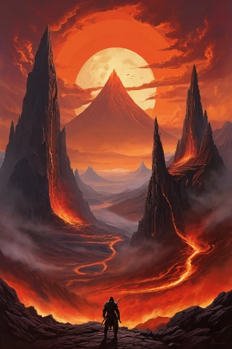 volcano,volcanic,volcanic field,lava,fire mountain,volcanic landscape,magma,volcanos,volcanism,lava dome,scorched earth,barren,mountain sunrise,guards of the canyon,krafla volcano,shield volcano,the volcano,fire planet,volcanoes,lava plain,Conceptual Art,Fantasy,Fantasy 08