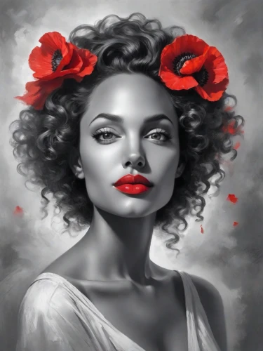 digital painting,world digital painting,red lipstick,romantic portrait,red magnolia,fantasy portrait,red lips,digital art,red rose,art painting,african american woman,rose png,rose white and red,digital artwork,afro-american,vampire woman,red roses,medusa,queen of hearts,digital drawing,Digital Art,Impressionism
