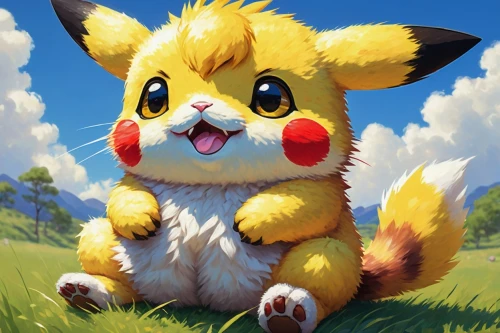 pika,pikachu,pixaba,knuffig,pokemon,pokémon,pet,fluff,chu human,yellow grass,abra,fluffy,fennec,cj7,kawaii animals,cute animals,polenta,cute fox,edit icon,cute animal,Illustration,Paper based,Paper Based 23