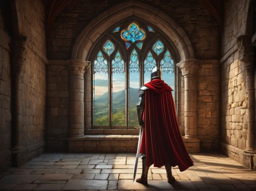 red cape,cloak,heroic fantasy,games of light,celebration cape,kneel,king arthur,red coat,caped,lord who rings,fantasy picture,hall of the fallen,benediction of god the father,pilgrimage,fullmetal alchemist edward elric,castleguard,benedictine,the abbot of olib,cg artwork,jrr tolkien,Illustration,Abstract Fantasy,Abstract Fantasy 17