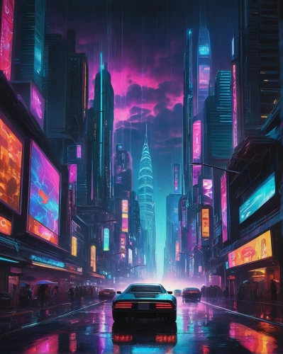 cyberpunk,cityscape,tokyo city,futuristic landscape,futuristic,80s,tokyo,shinjuku,fantasy city,vapor,aesthetic,colorful city,neon arrows,dusk,metropolis,night highway,ultraviolet,3d car wallpaper,would a background,shanghai,Illustration,Japanese style,Japanese Style 11