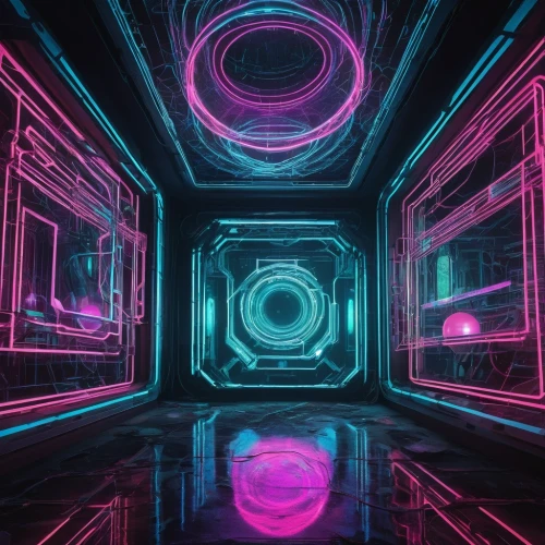 ufo interior,cinema 4d,light space,dimension,electric arc,cyberspace,abstract retro,computer art,vapor,3d background,vortex,neon coffee,matrix,neon light,neon ghosts,neon tea,portals,3d,dimensional,neon lights,Illustration,Black and White,Black and White 23