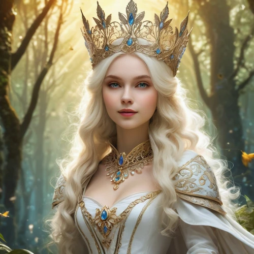 golden crown,white rose snow queen,fairy queen,fantasy portrait,elsa,the snow queen,crown render,fantasy woman,fantasy picture,celtic queen,fairy tale character,fantasy art,tiara,heart with crown,queen crown,gold crown,cinderella,princess crown,the enchantress,enchanting,Illustration,Realistic Fantasy,Realistic Fantasy 01