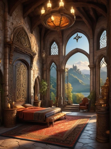 ornate room,hobbiton,fantasy picture,fantasy landscape,fairy tale castle,3d fantasy,fantasy art,fireplaces,fairytale castle,castle of the corvin,beautiful home,great room,dandelion hall,medieval architecture,sitting room,fireplace,house in the mountains,fairy tale,mountain settlement,heroic fantasy,Conceptual Art,Oil color,Oil Color 19