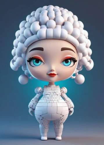 stylized macaron,3d figure,bjork,sculpt,michelin,cloth doll,3d model,cookie jar,doll figure,clay doll,bichon frisé,porcelaine,kewpie dolls,milkmaid,medusa,miniature figure,clay animation,snowball,collectible doll,cinema 4d,Unique,3D,3D Character