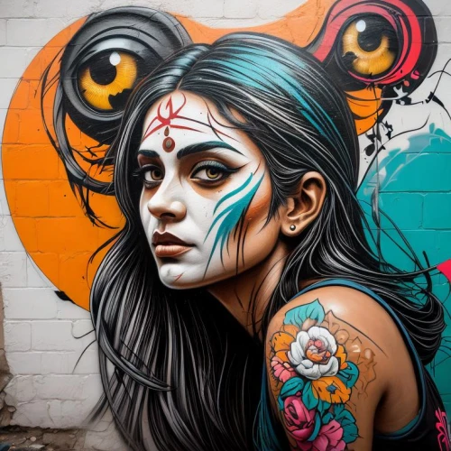 street artist,kali,street artists,graffiti art,inka,east indian,streetart,indian girl,street art,catrina calavera,graffiti,catrina,bodypainting,urban street art,face paint,la catrina,body painting,bodypaint,body art,by chaitanya k