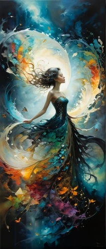 dance with canvases,oil painting on canvas,fantasy art,dancing flames,mystical portrait of a girl,art painting,the wind from the sea,the zodiac sign pisces,whirling,fire dance,cosmos wind,fire dancer,fantasia,swirling,antasy,falling star,whirlwind,firedancer,fire artist,star winds,Illustration,Realistic Fantasy,Realistic Fantasy 16