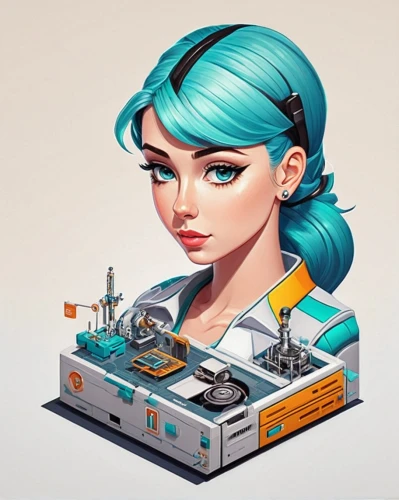 retro turntable,transistor,sewing machine,vector girl,vector illustration,retro girl,game illustration,table saw,camera illustration,telephone operator,vinyl player,oil cosmetic,arduino,model kit,record player,retro diner,seamstress,bandsaws,girl at the computer,adobe illustrator,Unique,3D,Isometric