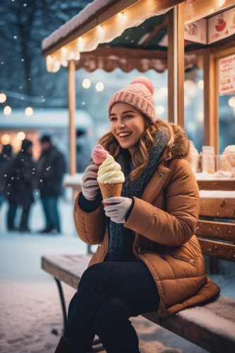 woman with ice-cream,frozen dessert,ice cream stand,ice skating,woman eating apple,winter drink,winter background,woman holding pie,blonde girl with christmas gift,soft ice cream,ice cream cone,shaved ice,christmas snowy background,ice cream,ice cream shop,sno-ball,frozen drink,woman drinking coffee,soft serve ice creams,snow cone,Photography,General,Cinematic