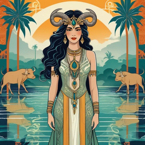 cleopatra,nile,ancient egyptian girl,priestess,nile river,artemisia,zodiac sign gemini,zodiac sign libra,ancient egyptian,goddess of justice,zodiac sign leo,horus,artemis,ancient egypt,anahata,water nymph,egyptian,pharaonic,the zodiac sign taurus,mythological,Illustration,Vector,Vector 16