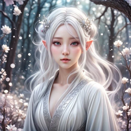 white blossom,white rose snow queen,fantasy portrait,the snow queen,suit of the snow maiden,fantasy picture,cold cherry blossoms,fantasy art,elven flower,faerie,fairy tale character,plum blossoms,pale,white beauty,white lady,elven,plum blossom,faery,mystical portrait of a girl,fairy queen