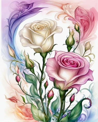 watercolor roses,watercolor floral background,flowers png,watercolor roses and basket,watercolor flowers,rose flower illustration,floral digital background,flower illustrative,watercolour flowers,flower background,floral greeting card,floral background,flower painting,roses pattern,watercolor flower,paper flower background,pink floral background,lisianthus,colorful roses,rainbow rose,Illustration,Realistic Fantasy,Realistic Fantasy 37
