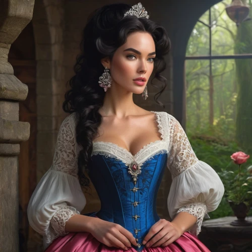 cinderella,bodice,tiana,ball gown,princess sofia,corset,a princess,enchanting,venetia,disney rose,white rose snow queen,jasmine virginia,queen anne,isabella,elsa,hoopskirt,snow white,rapunzel,fairy tale character,queen of hearts,Conceptual Art,Fantasy,Fantasy 16