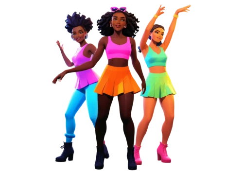 rainbow jazz silhouettes,afro american girls,sewing pattern girls,gradient mesh,women silhouettes,girl group,fashion dolls,paper dolls,neon colors,jazz silhouettes,fashion vector,color blocks,rainbow color palette,neon candies,mini-dresses,the three graces,ballerinas,trio,girl ballet,leg dresses,Unique,3D,Low Poly