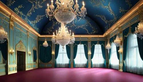 ornate room,blue room,ballroom,theater curtain,royal interior,versailles,theatre curtains,stage curtain,catherine's palace,theater curtains,napoleon iii style,theatrical property,chateau margaux,royal castle of amboise,beauty room,danish room,wade rooms,great room,damask,europe palace,Illustration,Realistic Fantasy,Realistic Fantasy 05