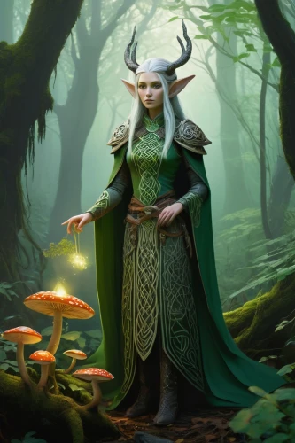 druid,elven,elven forest,sorceress,wood elf,the enchantress,elves,male elf,dryad,elf,fantasy picture,green aurora,fantasy portrait,patrol,druid grove,dodge warlock,summoner,druid stone,violet head elf,green dragon,Illustration,Vector,Vector 13