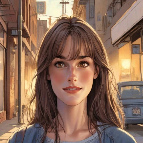 city ​​portrait,girl portrait,digital painting,a girl's smile,romantic portrait,world digital painting,the girl's face,portrait background,portrait of a girl,illustrator,the girl,feist,clementine,vector girl,girl drawing,game illustration,a pedestrian,woman face,sci fiction illustration,head woman,Digital Art,Comic